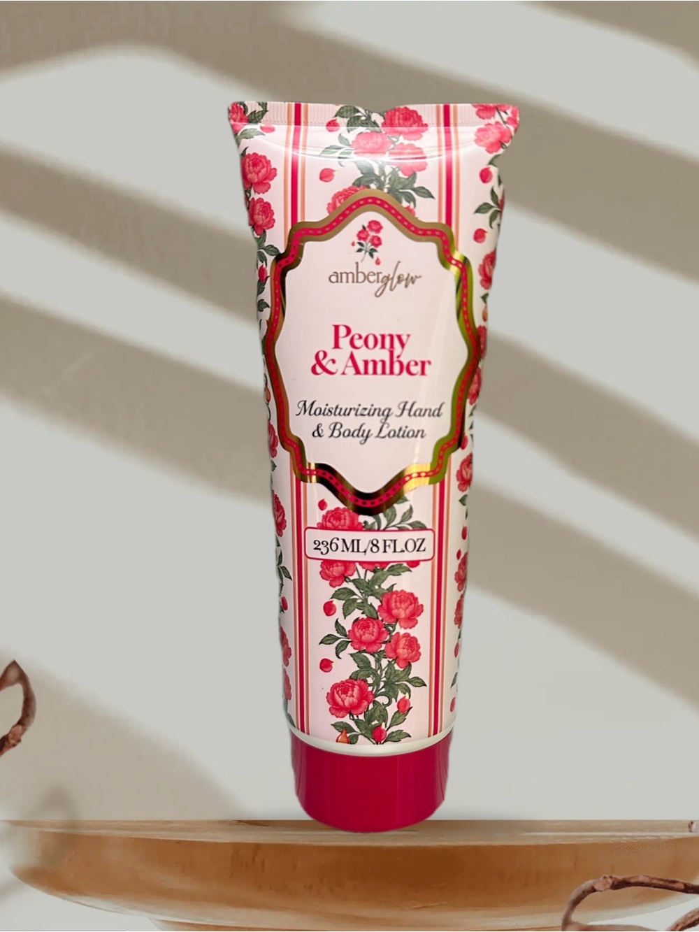 Amber & Flor Peony & Amber Moisturizing Hand & Body Lotion - Pink